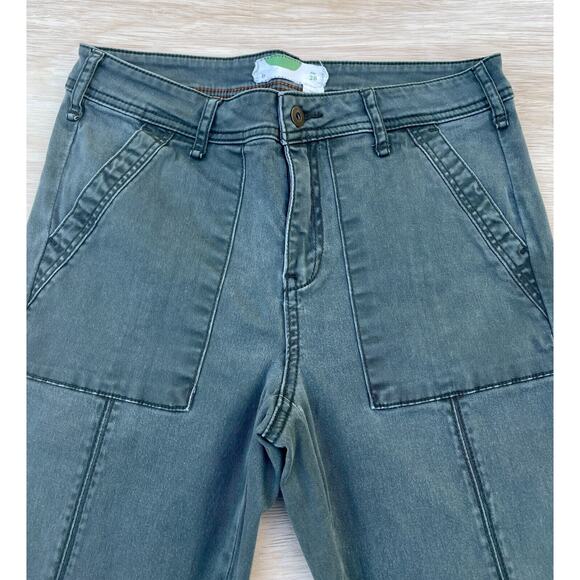 ANTHROPOLOGIE Pants Fashionable Denim Jeans Stylish Pocket‎ Women Green SIZE 28 - Picture 2 of 6